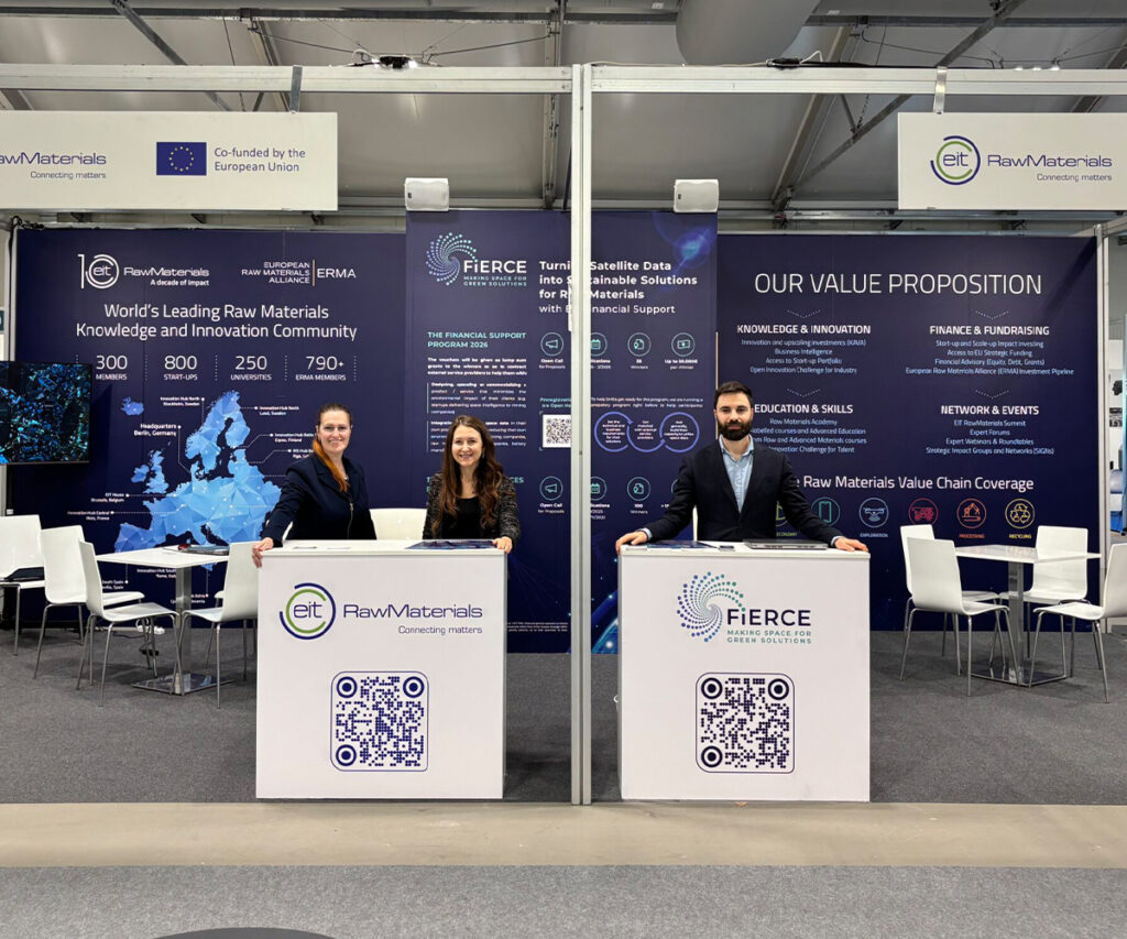 The FIERCE project participated in ECOMONDO 2025, one of Europe’s leading events dedicated to the ecological transition and circular economy.
Represented by its partner EIT RawMaterials, with Michele Rubino showcasing how space data meets green innovation at the Rimini Expo Centre, the project highlighted its contribution to sustainable transformation.
